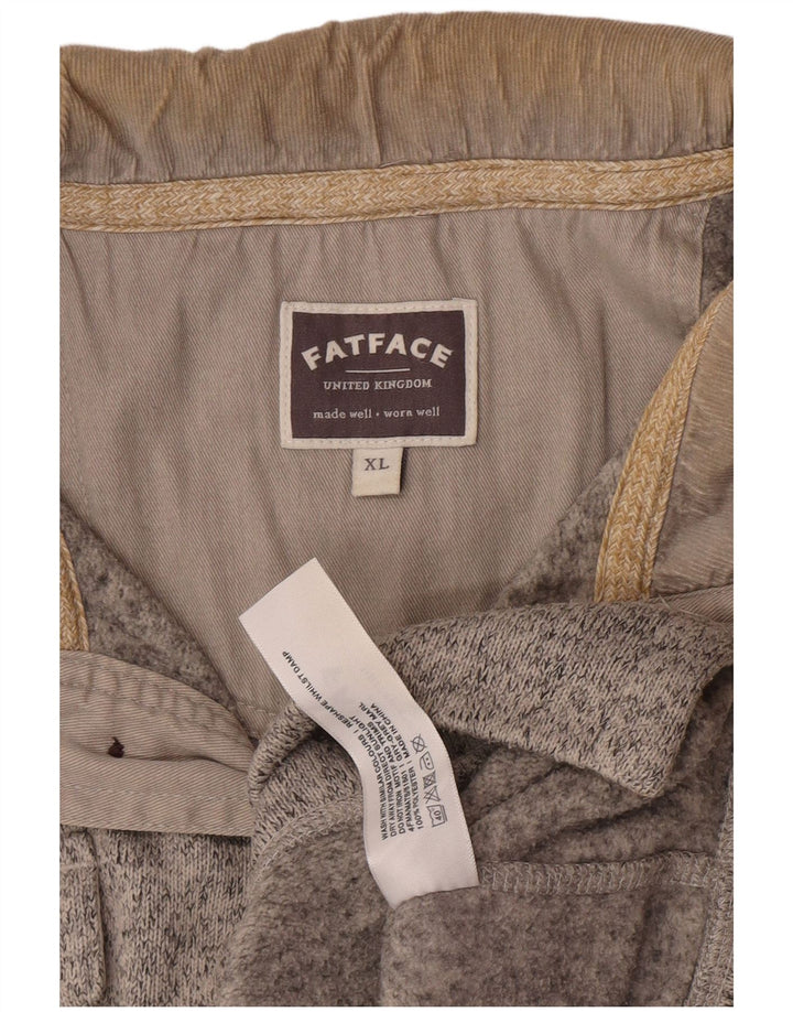 Fat Face Mens Button Neck Sweatshirt Jumper XL Grey Flecked Polyester