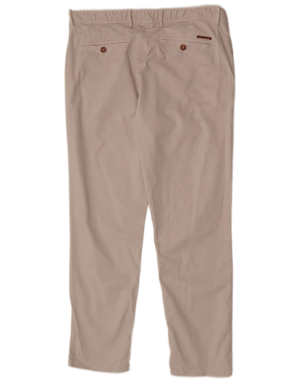 Massimo Dutti Mens Slim Fit Chino Trousers EU 44 Large W34 L28 Beige Cotton
