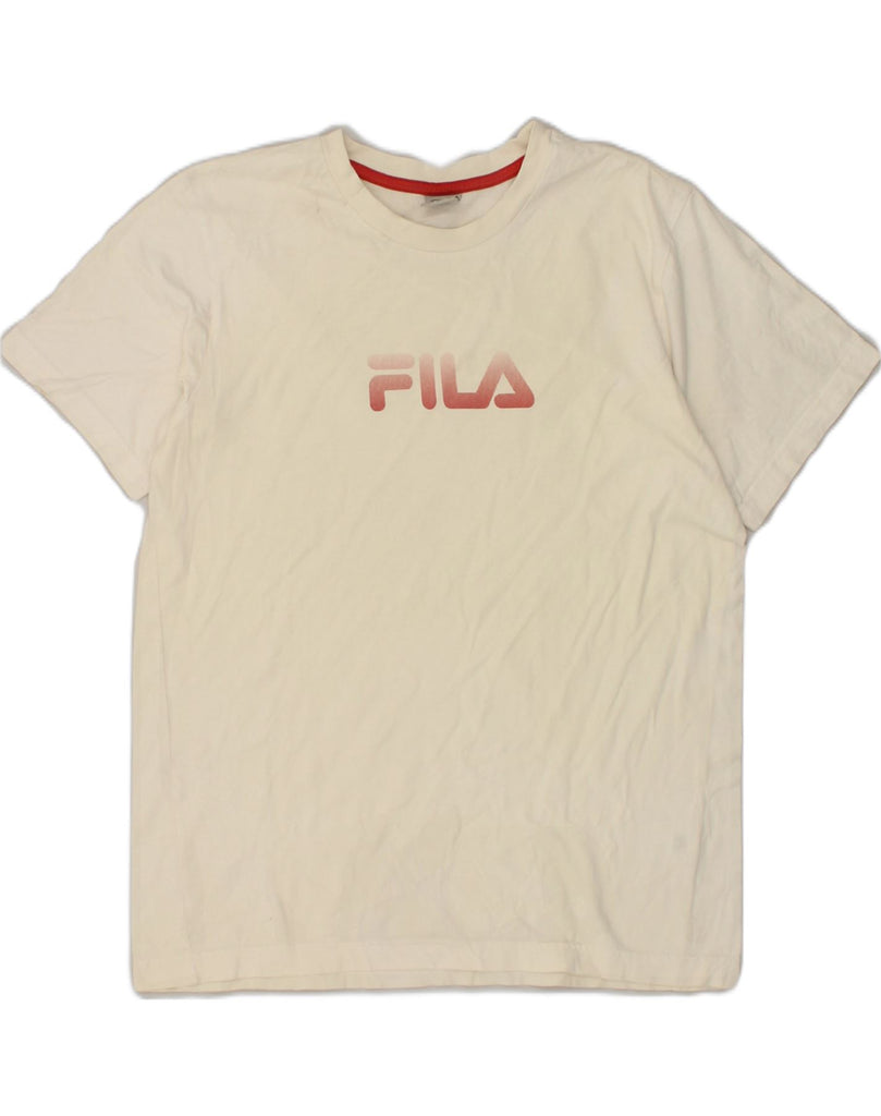 FILA Boys Graphic T-Shirt Top 12-13 Years Large Off White Cotton | Vintage Fila | Thrift | Second-Hand Fila | Used Clothing | Messina Hembry 