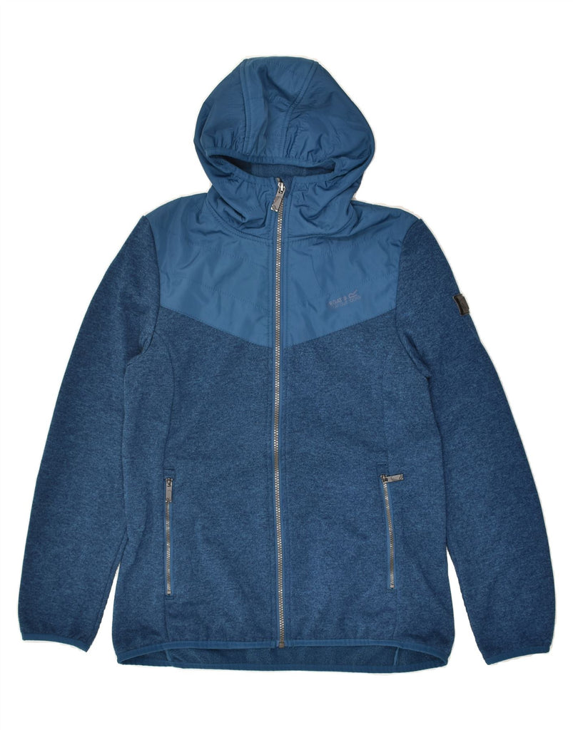 REGATTA Womens Zip Hoodie Sweater UK 12 Medium Navy Blue Flecked Polyester | Vintage Regatta | Thrift | Second-Hand Regatta | Used Clothing | Messina Hembry 