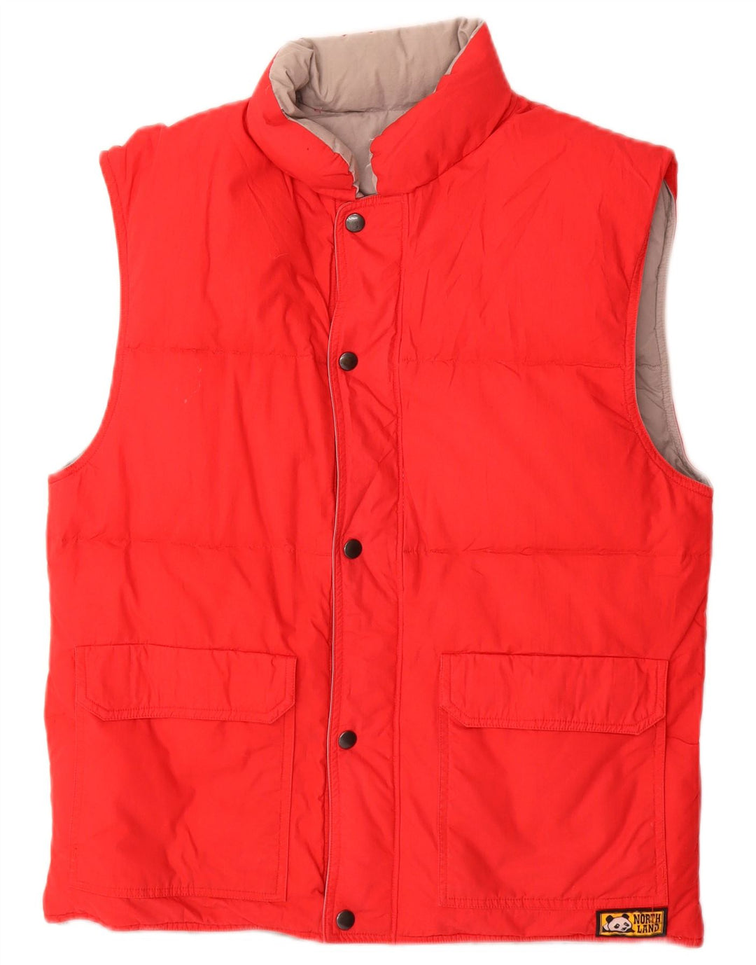 Vintage Mens Reversible Padded Gilet UK 38 Medium Red Cotton