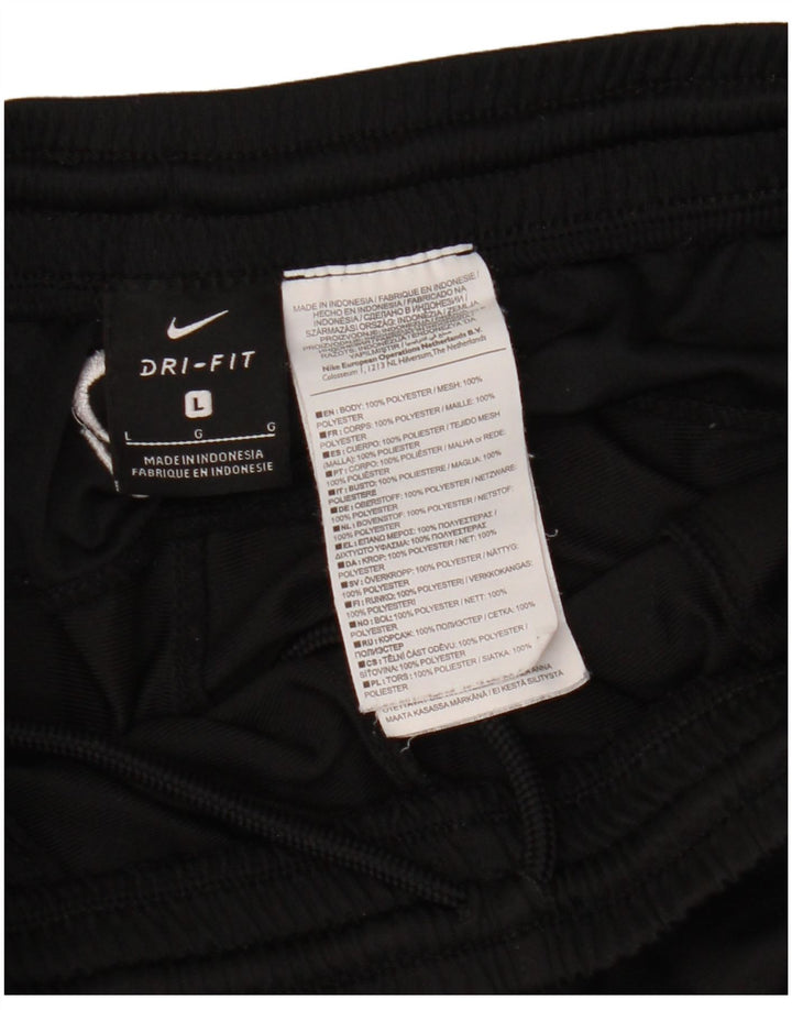 NIKE Mens Dri Fit Tracksuit Trousers Joggers Large Black Polyester