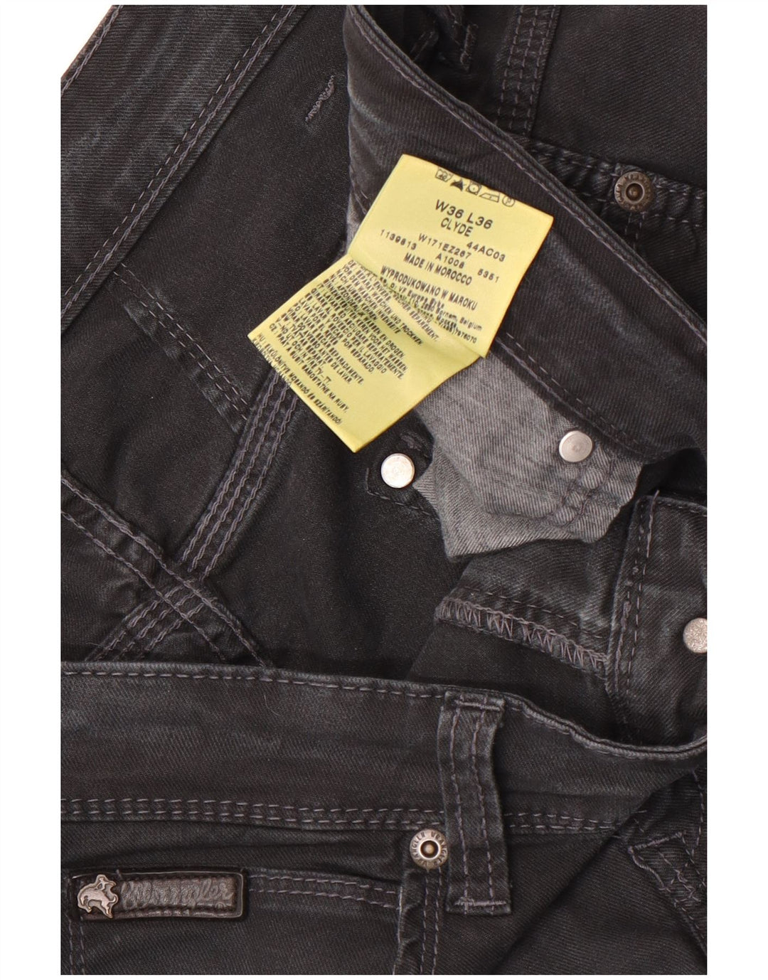 Wrangler Mens Clyde Straight Jeans W36 L32 Black Cotton