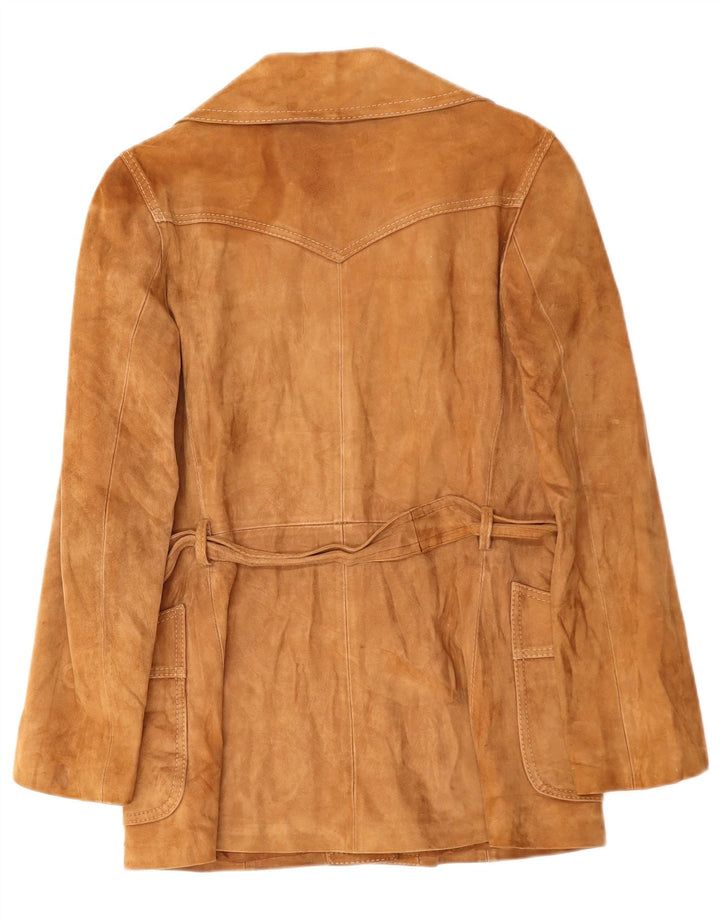 VINTAGE Womens Suede Jacket UK 14 Medium Brown