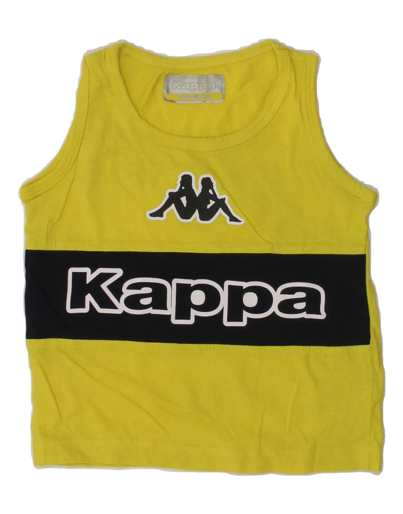 KAPPA Baby Boys Graphic Vest Top 9-12 Months Yellow Colourblock Cotton | Vintage Kappa | Thrift | Second-Hand Kappa | Used Clothing | Messina Hembry 