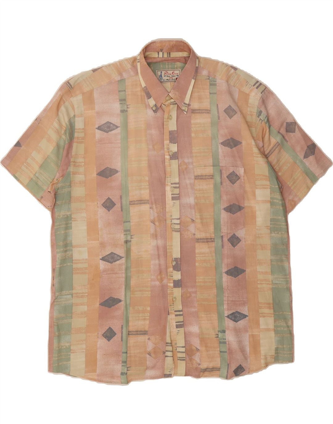 DINO ERRE Mens Short Sleeve Shirt XL Multicoloured Striped Vintage Dino Erre and Second-Hand Dino Erre from Messina Hembry 