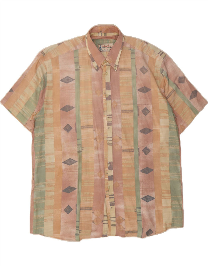 DINO ERRE Mens Short Sleeve Shirt XL Multicoloured Striped Vintage Dino Erre and Second-Hand Dino Erre from Messina Hembry 