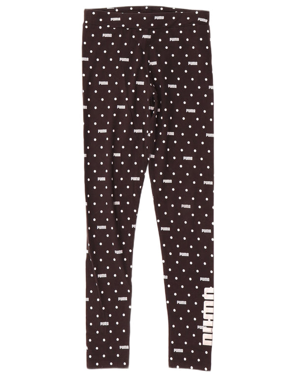PUMA Girls Graphic Leggings 13-14 Years Black Spotted Cotton