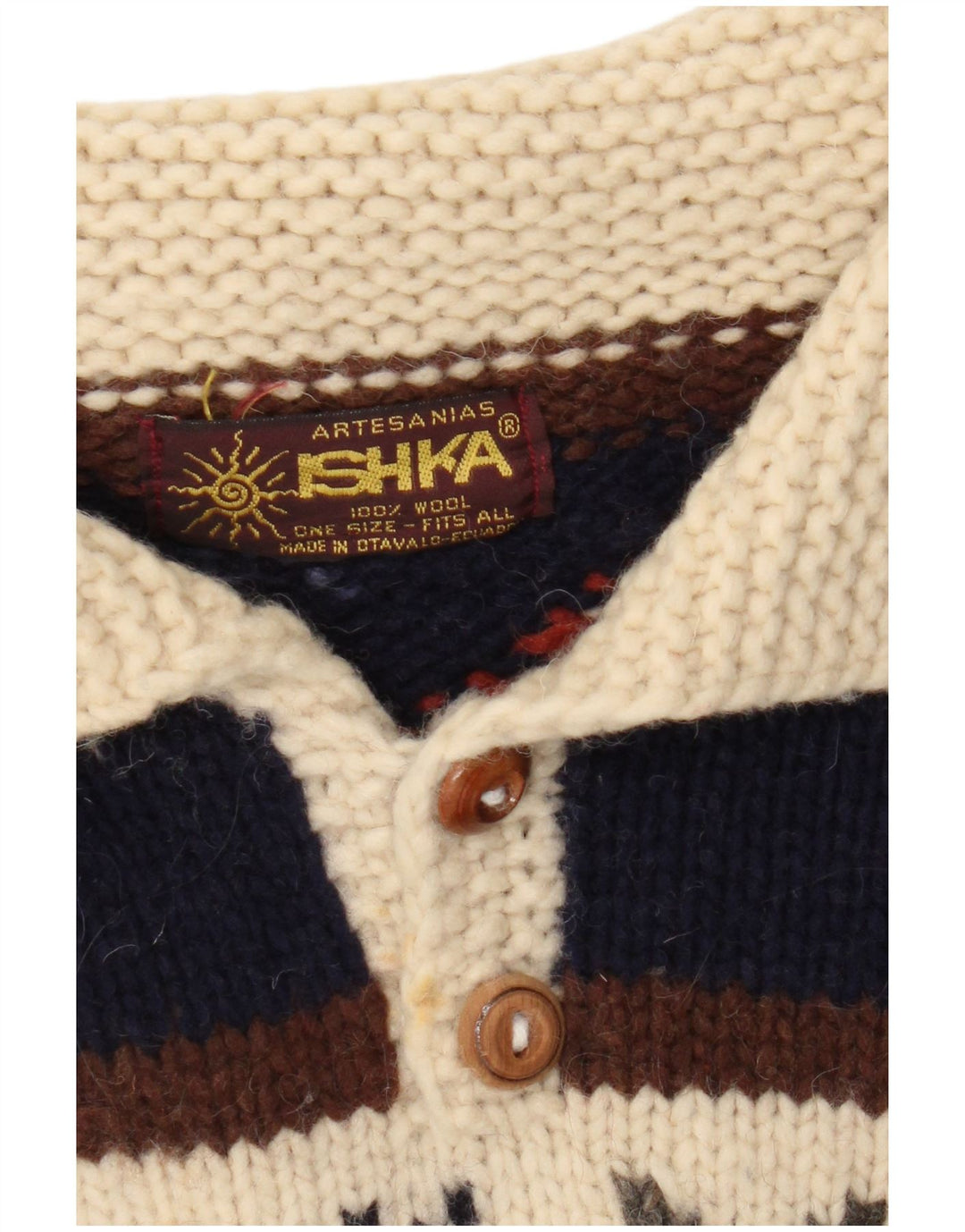 Ishka Mens Polo Neck Jumper Sweater One Size Multicoloured Fair Isle Wool