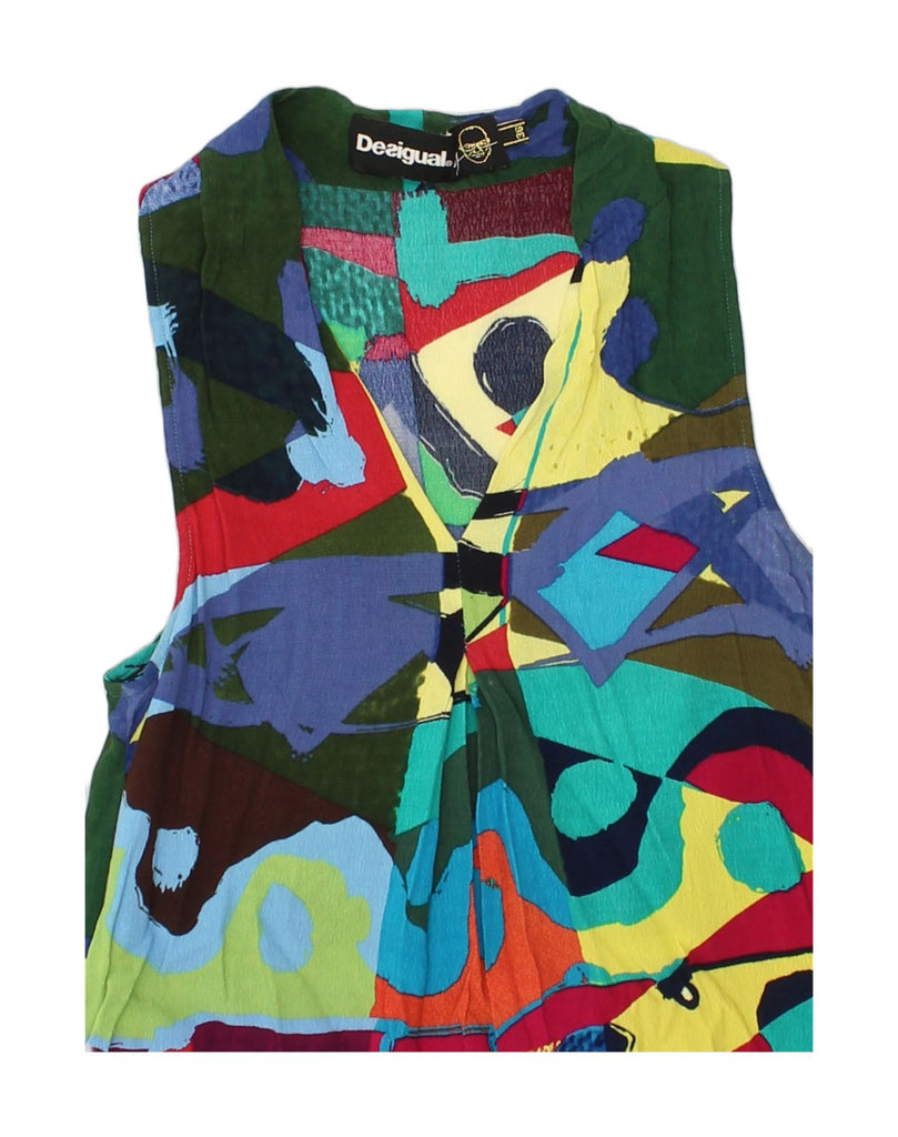 DESIGUAL Womens Graphic Sundress EU 36 Small Multicoloured Geometric | Vintage Desigual | Thrift | Second-Hand Desigual | Used Clothing | Messina Hembry 