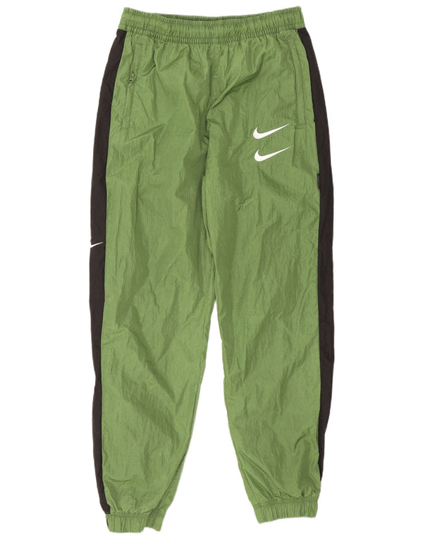 Nike Mens Swoosh Graphic Tracksuit Trousers Joggers Medium Green Nylon