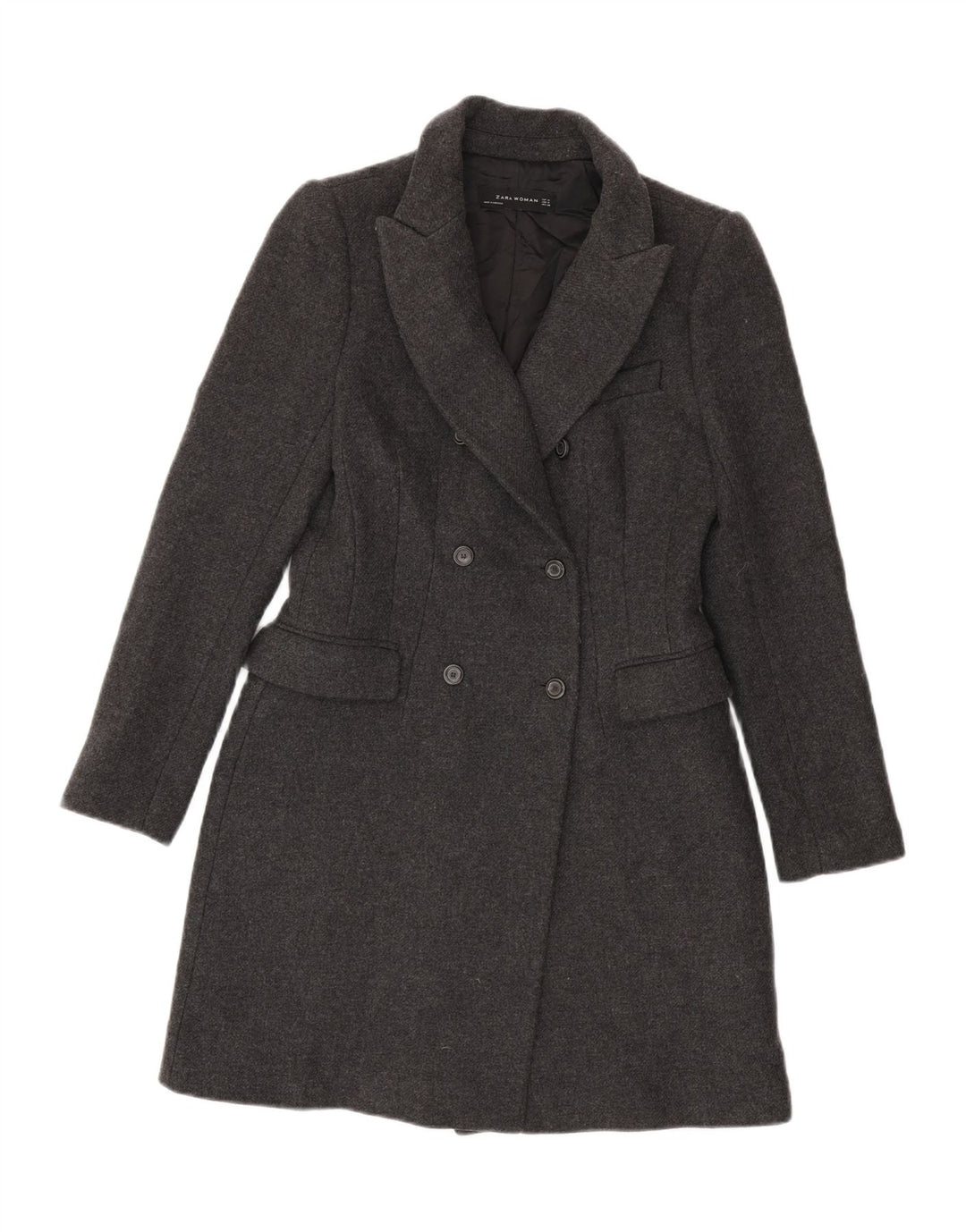 ZARA Womens Double Breasted Coat UK 12 Medium Grey