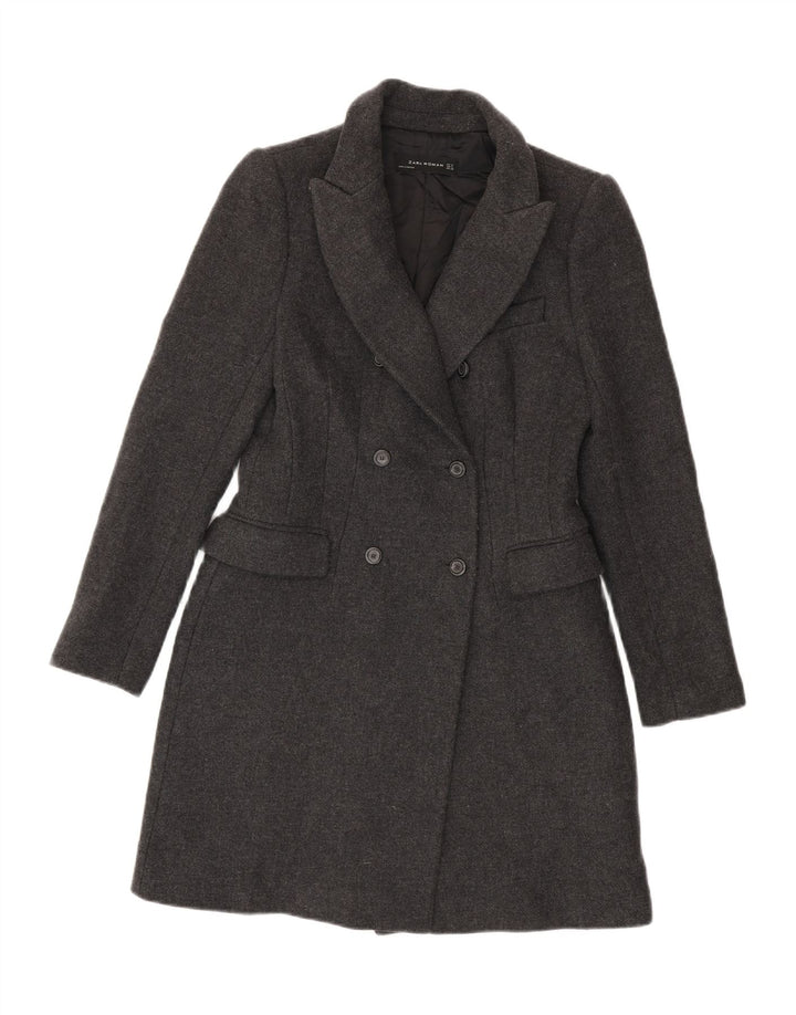ZARA Womens Double Breasted Coat UK 12 Medium Grey