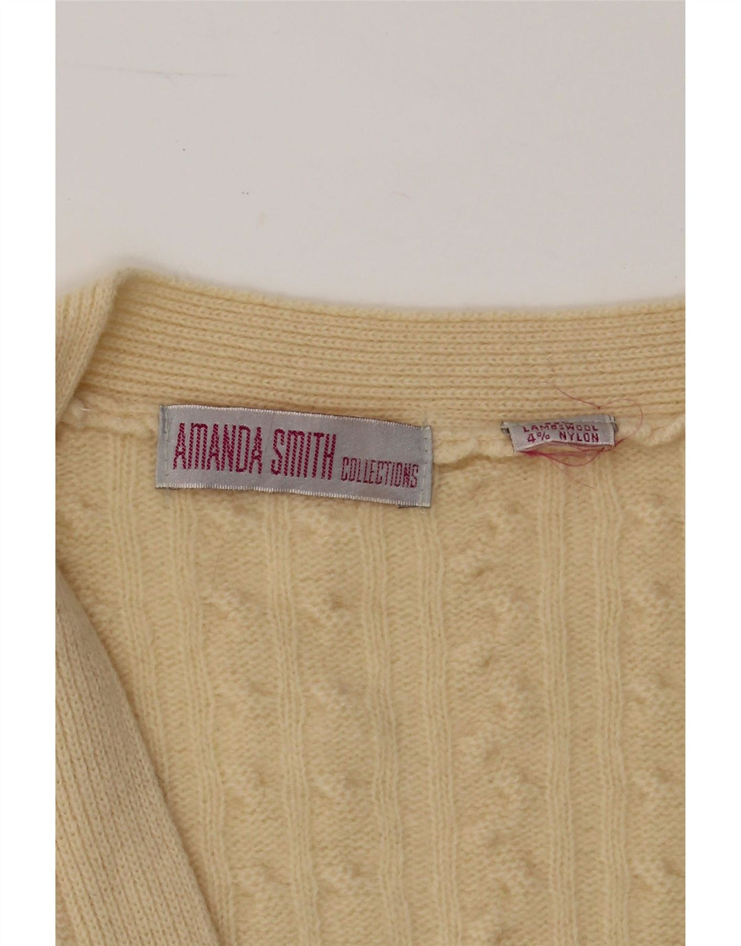 AMANDA SMITH  Womens Cardigan Sweater UK 16 Large Beige Lambswool Vintage Amanda Smith and Second-Hand Amanda Smith from Messina Hembry 