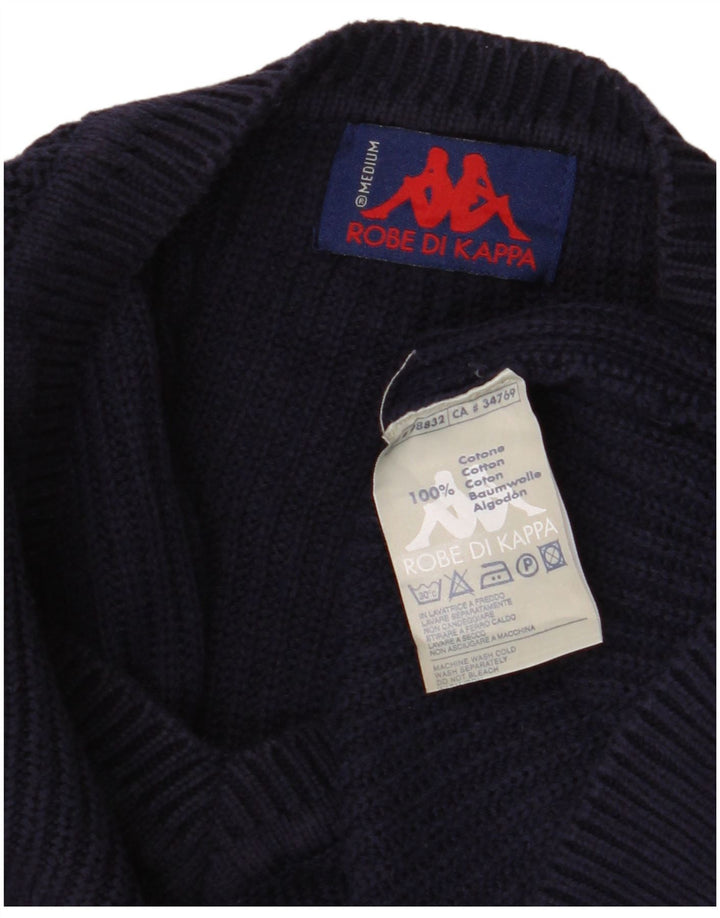 Kappa Mens V-Neck Jumper Sweater Medium Navy Blue Cotton