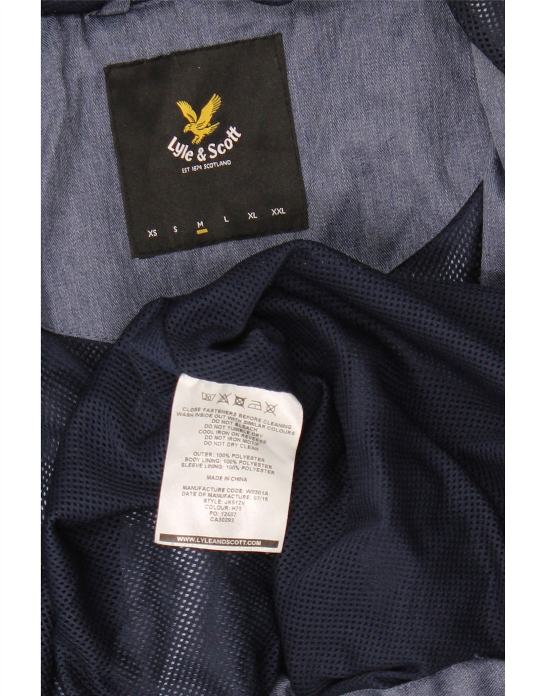 Lyle & Scott Mens Hooded Rain Jacket UK 38 Medium Blue Polyester