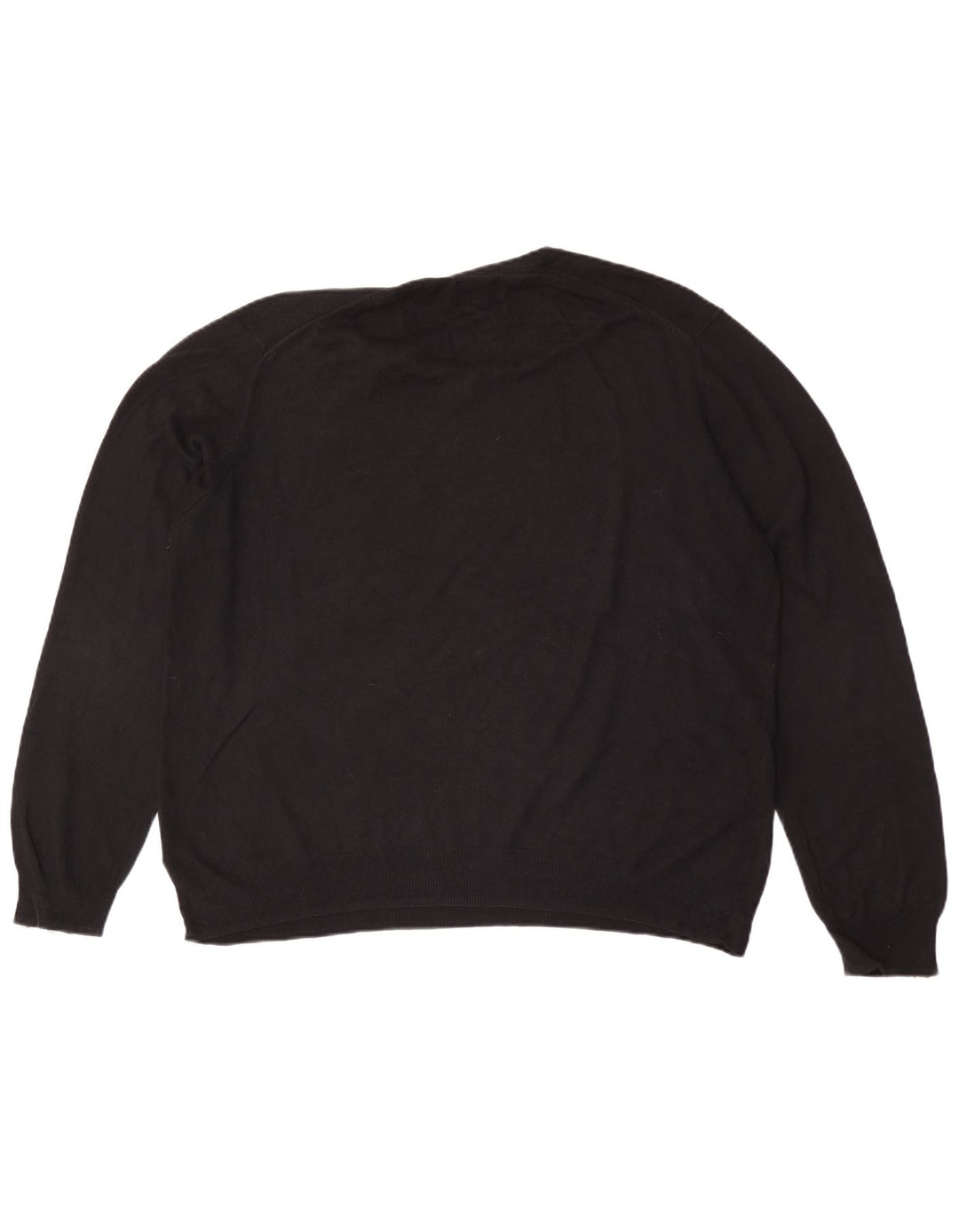 Marks & Spencer Mens Regular Fit V-Neck Jumper Sweater XL Black Cotton