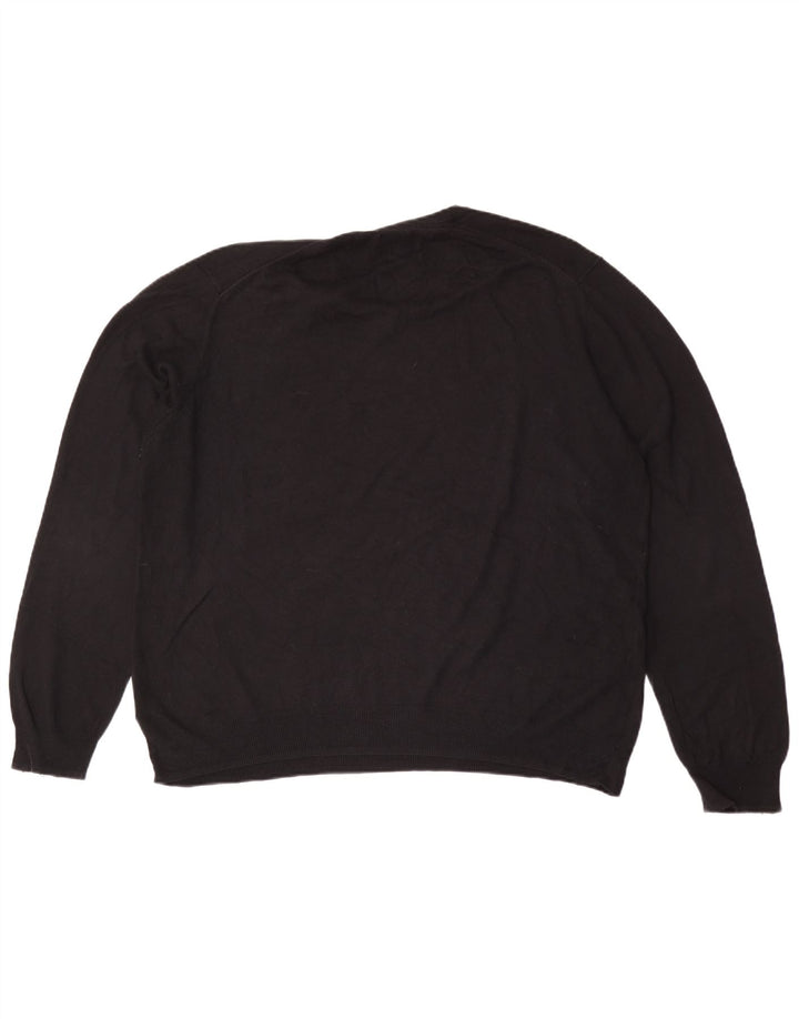 Marks & Spencer Mens Regular Fit V-Neck Jumper Sweater XL Black Cotton