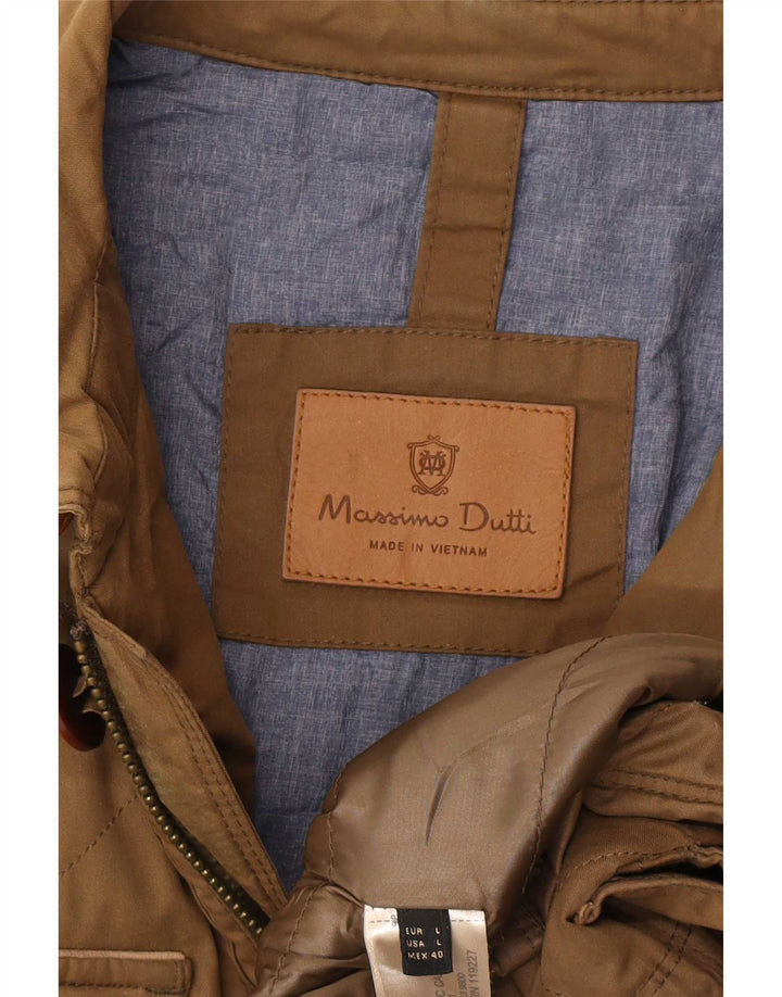 Massimo Dutti Mens Utility Jacket UK 40 Large Brown Nylon