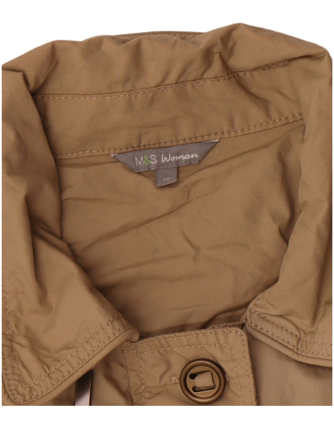Marks & Spencer Womens Military Utility Jacket UK 16 Large Beige Cotton