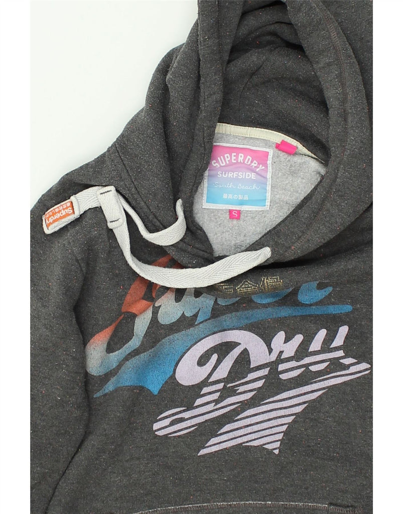 SUPERDRY Womens Graphic Hoodie Jumper UK 10 Small Grey Cotton | Vintage Superdry | Thrift | Second-Hand Superdry | Used Clothing | Messina Hembry 