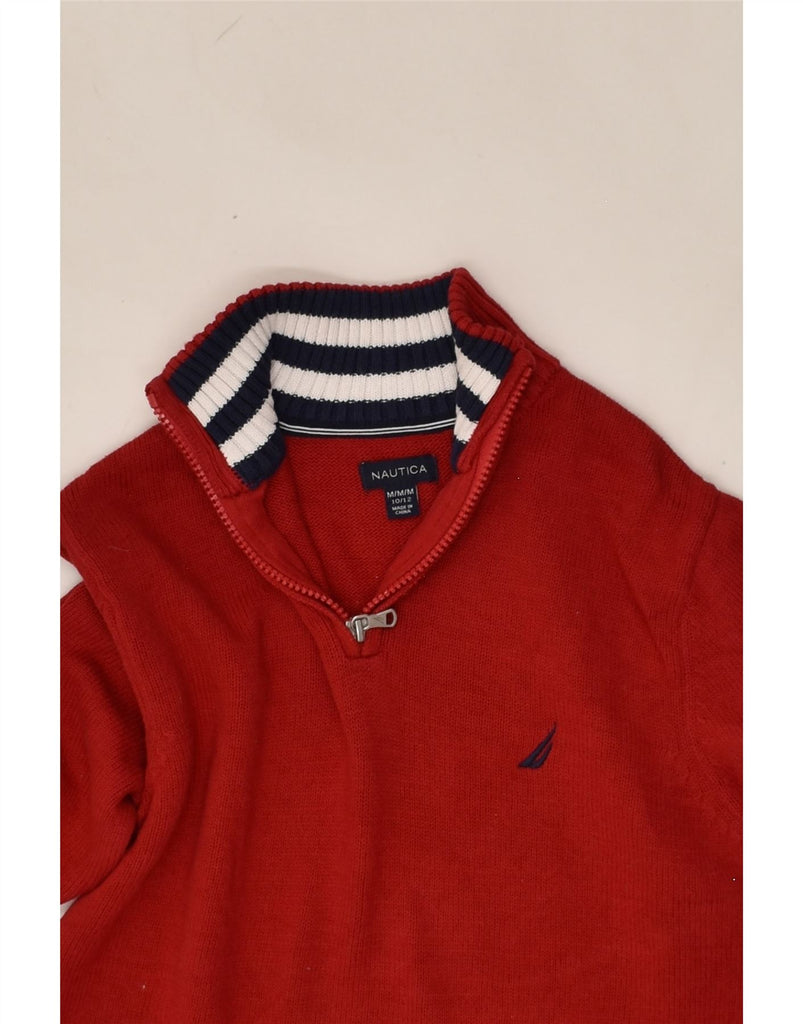 NAUTICA Boys Zip Neck Jumper Sweater 10-11 Years Medium Red Cotton | Vintage Nautica | Thrift | Second-Hand Nautica | Used Clothing | Messina Hembry 