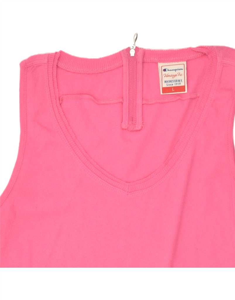 CHAMPION Womens Vest Top UK 14 Large Pink Cotton | Vintage Champion | Thrift | Second-Hand Champion | Used Clothing | Messina Hembry 