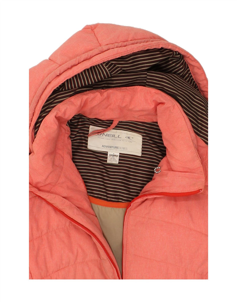 O'NEILL Womens Hooded Padded Coat UK 14 Medium Pink Polyester | Vintage O'Neill | Thrift | Second-Hand O'Neill | Used Clothing | Messina Hembry 