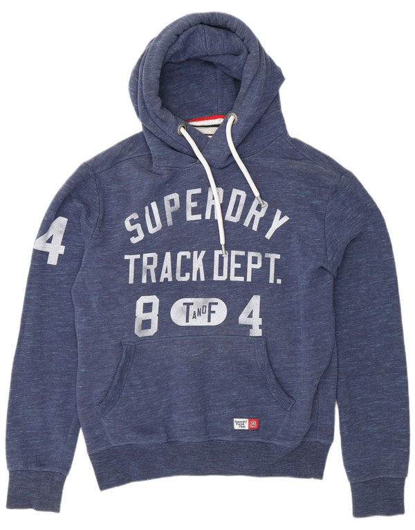 Superdry Mens Graphic Hoodie Jumper Medium Navy Blue Flecked Cotton
