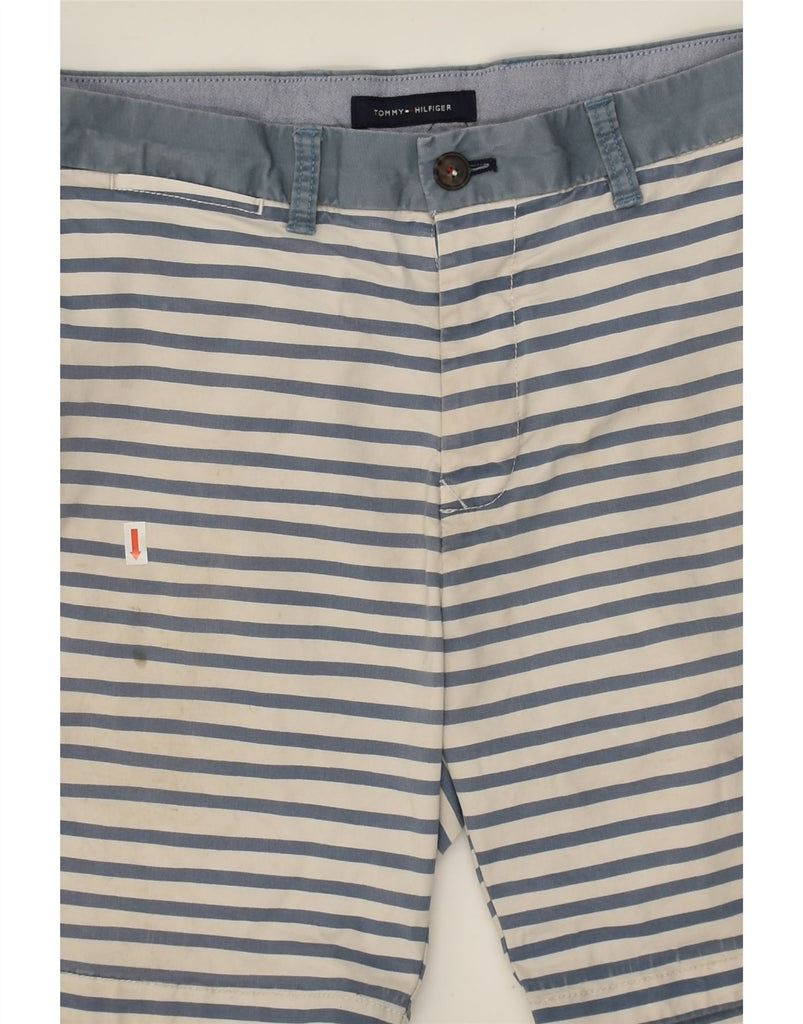 TOMMY HILFIGER Mens Chino Shorts W32 Medium Blue Striped Cotton | Vintage Tommy Hilfiger | Thrift | Second-Hand Tommy Hilfiger | Used Clothing | Messina Hembry 