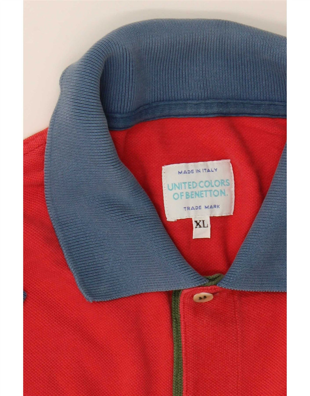 Benetton Mens Polo Shirt XL Red Colourblock
