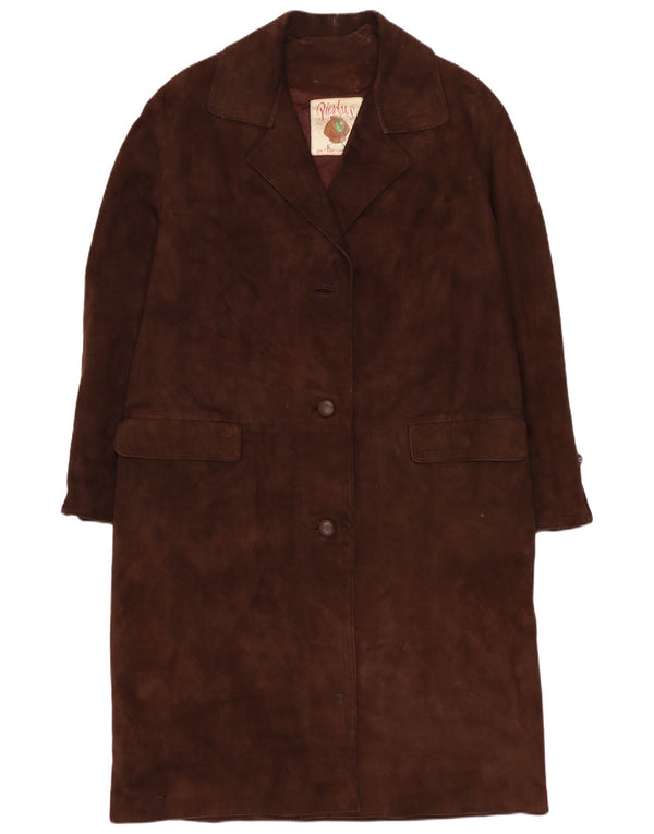 Vintage Womens Suede Overcoat UK 12 Medium Brown