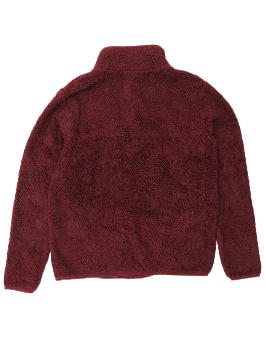 Eddie Bauer Womens Button Neck Fleece Jumper UK 14 Medium Burgundy