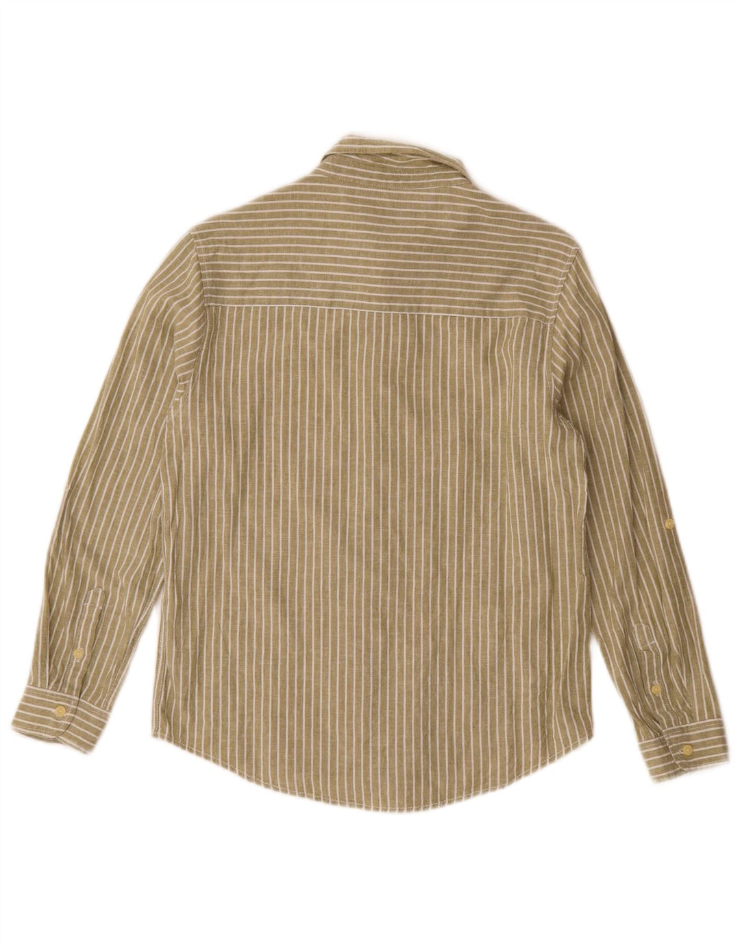 Zara Boys Shirt 11-12 Years Khaki Pinstripe Cotton