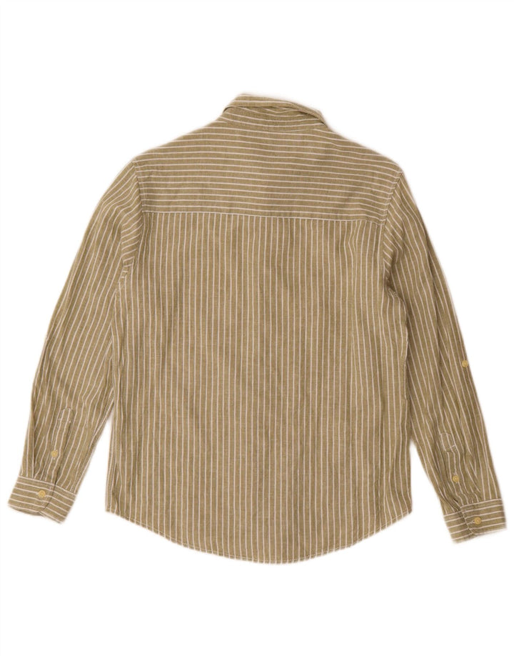 Zara Boys Shirt 11-12 Years Khaki Pinstripe Cotton