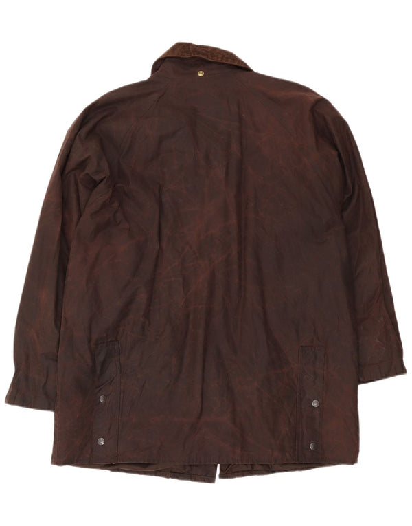Oxford Mens Loose Fit Waxed Cotton Jacket UK 36 Small Brown
