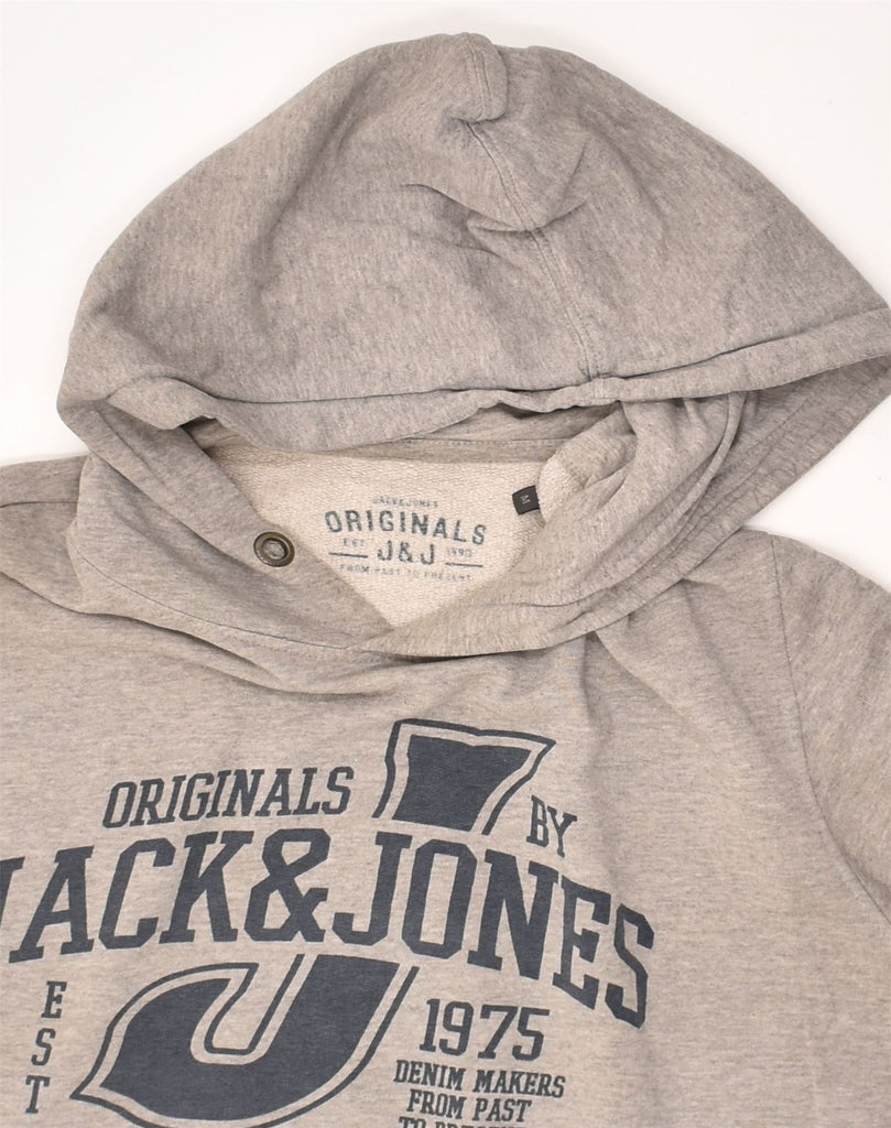 JACK & JONES Mens Graphic Hoodie Jumper Medium Grey Cotton | Vintage Jack & Jones | Thrift | Second-Hand Jack & Jones | Used Clothing | Messina Hembry 