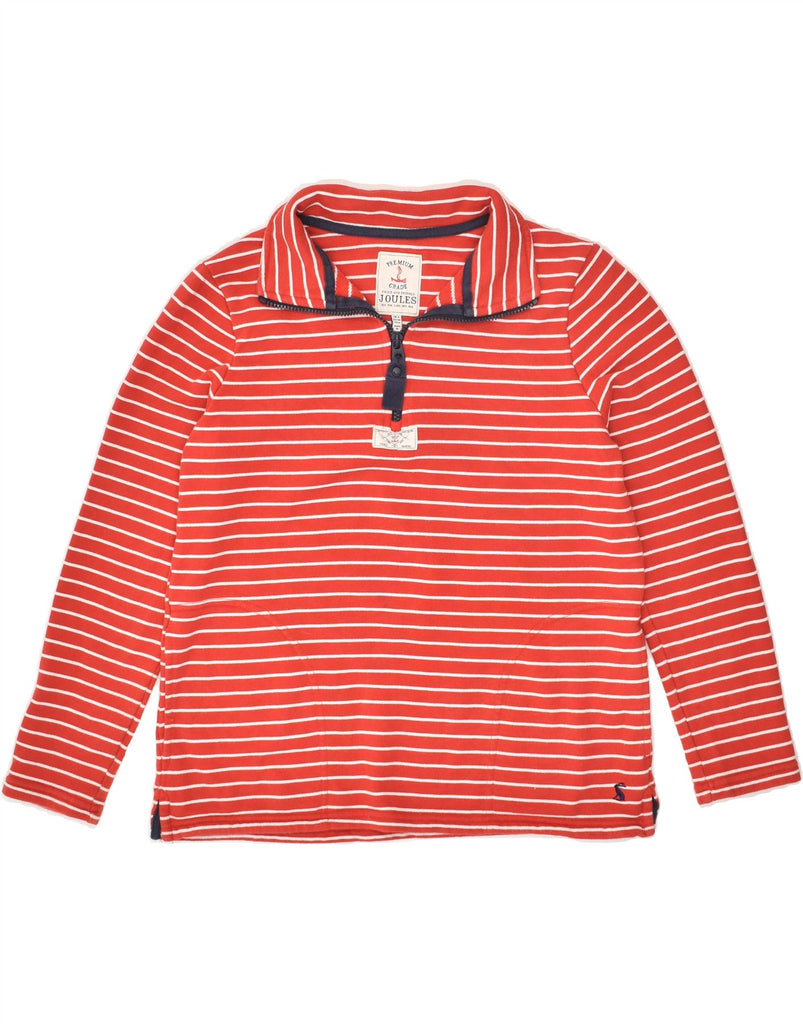 JOULES Womens Zip Neck Sweatshirt Jumper UK 6 XS Red Striped Cotton | Vintage Joules | Thrift | Second-Hand Joules | Used Clothing | Messina Hembry 