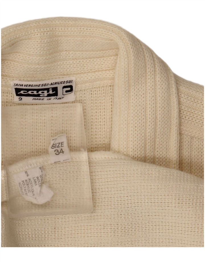 CAGI Womens Oversized Double Breasted Cardigan Sweater IT 34 2XS Off White