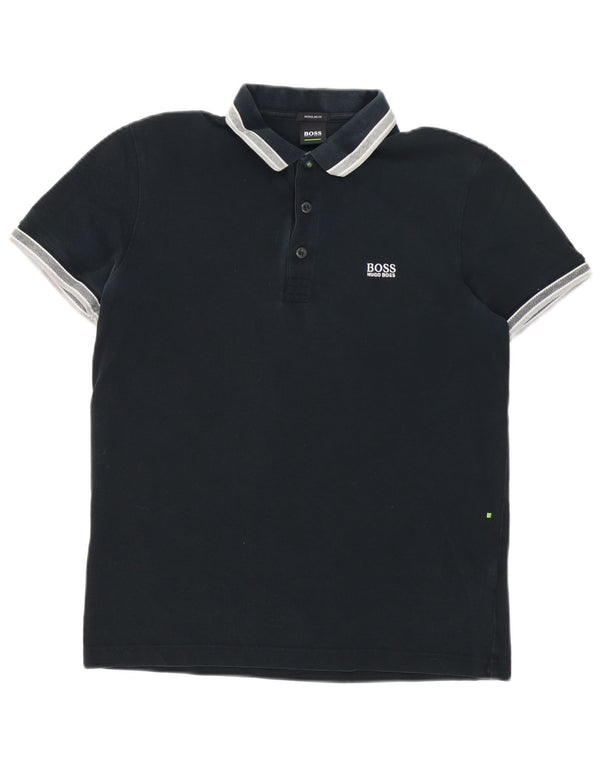 Hugo Boss Mens Regular Fit Polo Shirt Medium Black Cotton