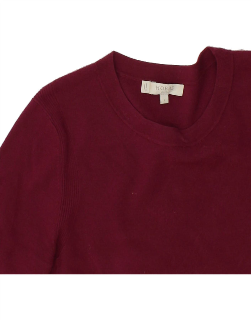 HOBBS Womens 3/4 Sleeve Boat Neck Jumper Sweater UK 10 Small Burgundy Vintage Hobbs and Second-Hand Hobbs from Messina Hembry 