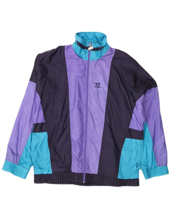 Leopard Mens Tracksuit Top Jacket Large Multicoloured Colourblock Nylon