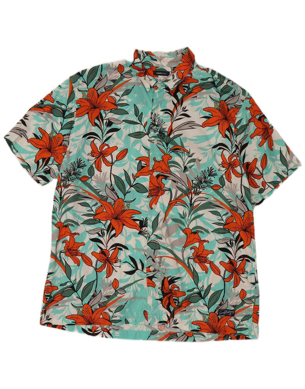 Superdry Mens Short Sleeve Shirt 2XL Blue Floral Modal