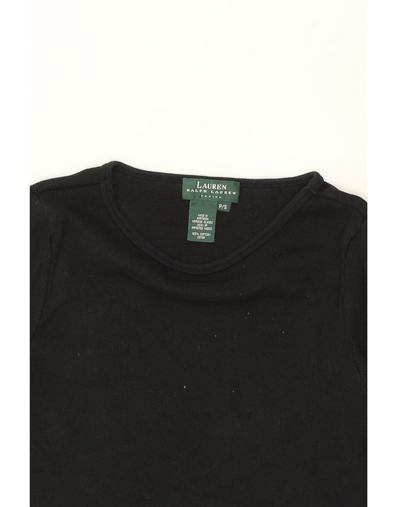 RALPH LAUREN Womens Petite Top 3/4 Sleeve UK 10 Small Black Cotton | Vintage Ralph Lauren | Thrift | Second-Hand Ralph Lauren | Used Clothing | Messina Hembry 