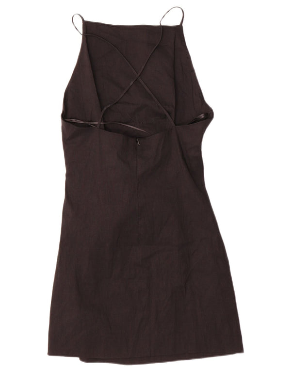 Zara Womens Slip Dress UK 12 Medium Black Linen