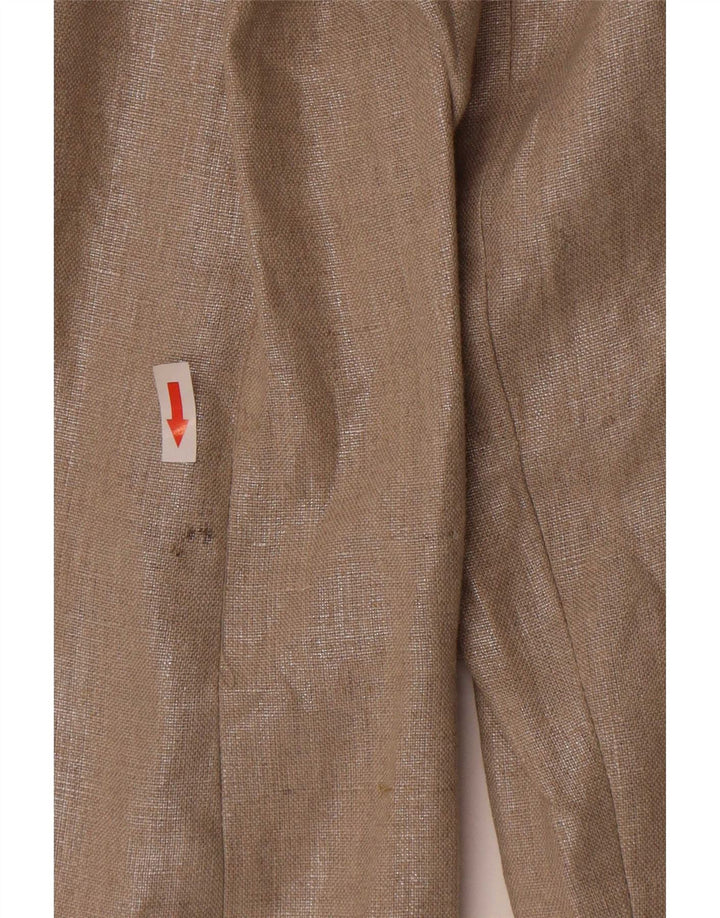 Zara Womens Open Blazer Jacket UK 14 Medium Beige Linen