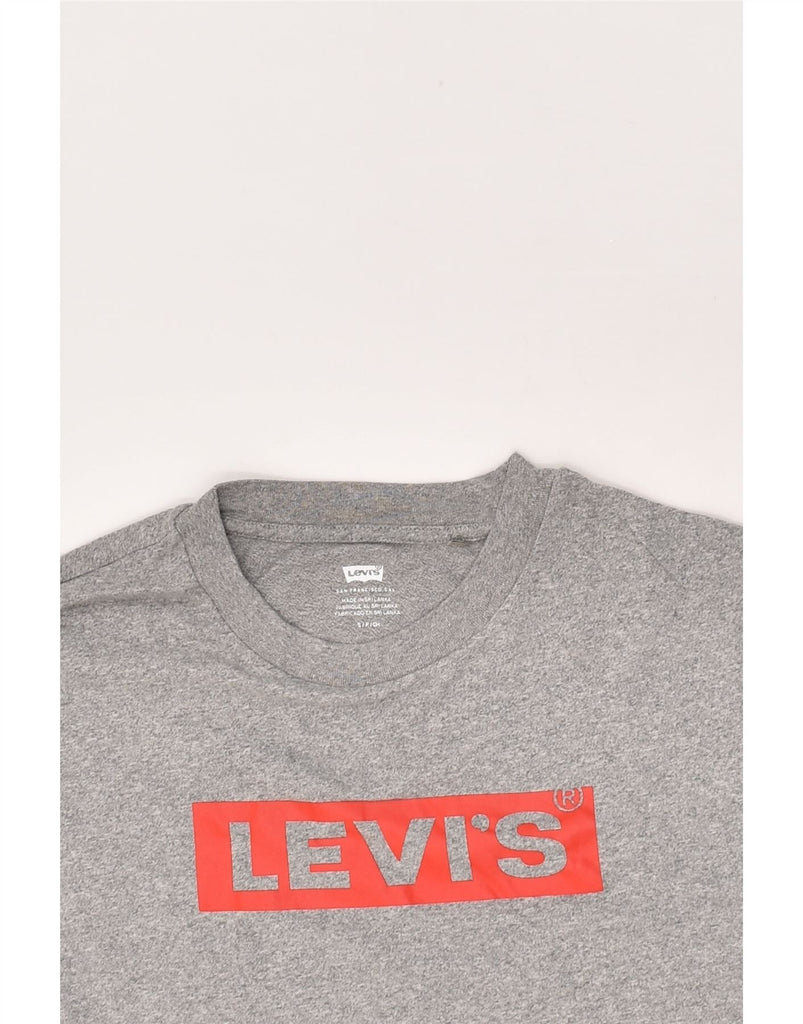 LEVI'S Womens Crop Graphic T-Shirt Top UK 10 Small Grey | Vintage Levi's | Thrift | Second-Hand Levi's | Used Clothing | Messina Hembry 