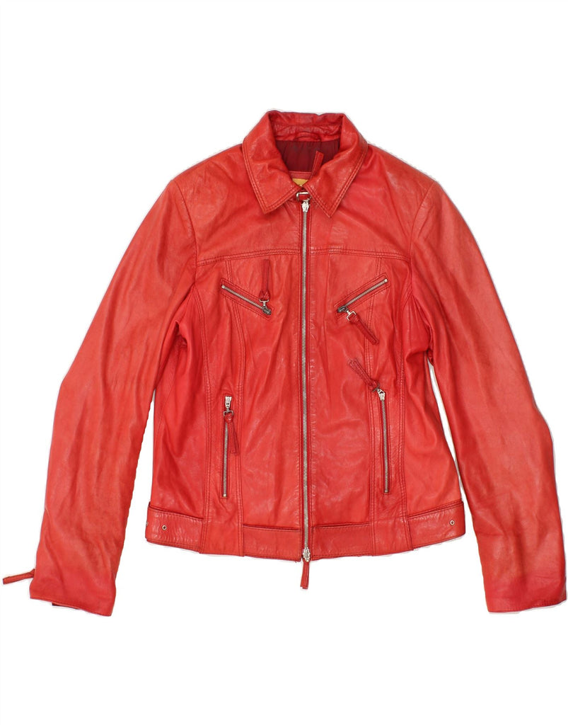 BIBA Womens Bomber Leather Jacket UK 12 Medium Red Leather Vintage Biba and Second-Hand Biba from Messina Hembry 