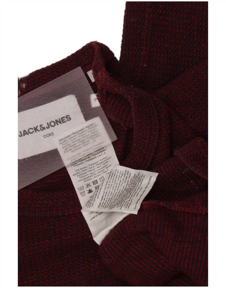 Jack & Jones Mens Top Long Sleeve Large Burgundy Flecked Cotton