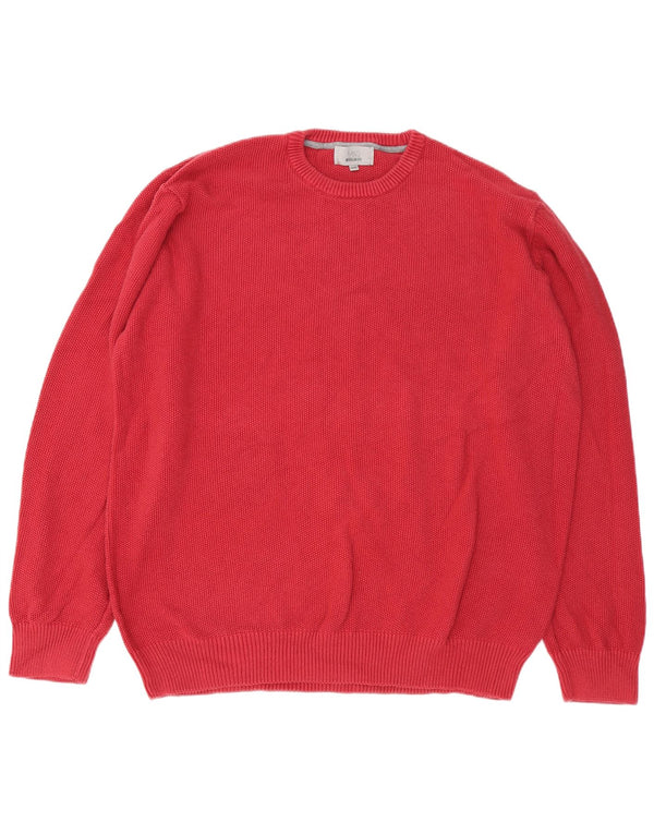 Marks & Spencer Mens Regular Fit Crew Neck Jumper Sweater 2XL Red Cotton